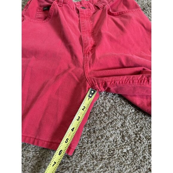 VINTAGE LEE Red Denim Jean Shorts Jorts Mom Relaxed USA Union High Rise Sz28 Y2k - Picture 10 of 11
